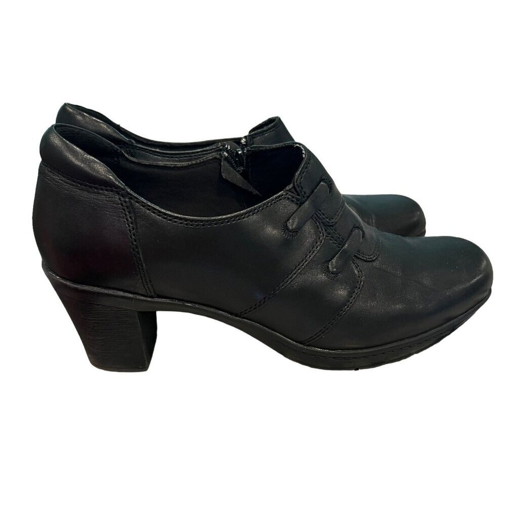 Clarks‎ Bendables Mirabelle Hills 9.5M Ankle Booties Black Leather Casual Heeled